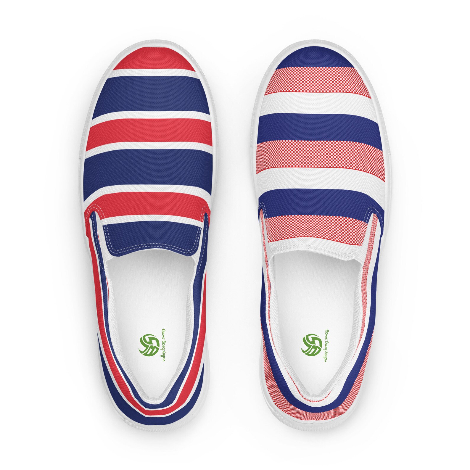 I styled my line of women canvas slip on shoes with unexpectedly cool patterns and unpredictable volleyball slogans and logos so volleyball players had options.