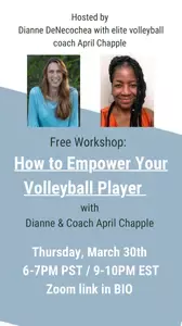 Join Dianne's Facebook group for the replay of our Zoom volleyball workshop located in her College Volleyball Recruiting for Parents FB group. Check it out now.