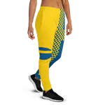 The designs on the yellow jogger pants in the Volleybragswag line were inspired by the national flag of Sweden, Venezuela and Germany for Olympic volleyball fans