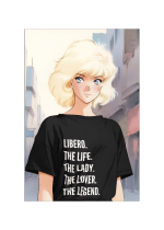 libero life lady lover legend black shirt white anime