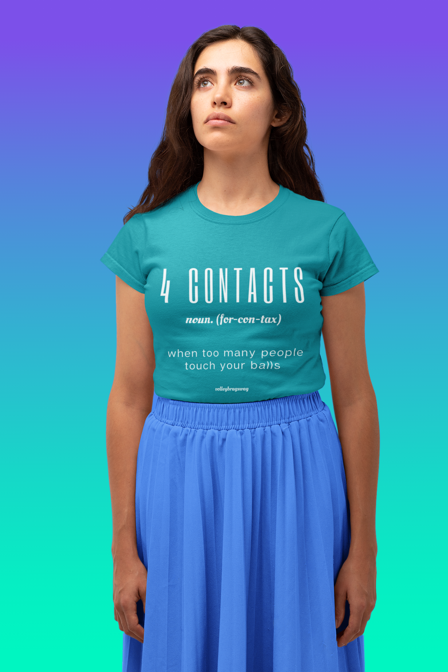 4 Contacts (noun) When Too Many People Touch Your Balls volleyball shirt. April Chapple, Launches a Hilarious Volleyball T-shirt Line With Fun Tongue-in-Cheek Designs sure to make players laugh.
