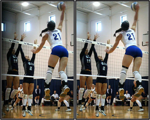 The volleyball hitter has options for scoring against opponents to score points including tipping the ball deep or short