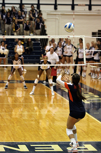 When serving in volleyball there are two places where you can serve to on the opposing team's court to increase the chance of scoring points with your serve. 
