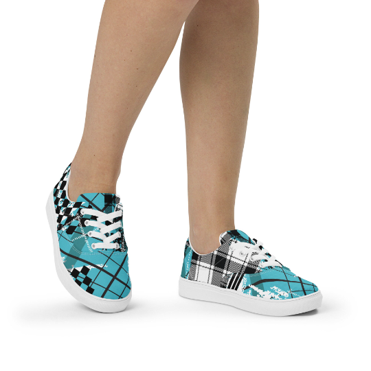 If your favorite color is turquoise then the "Turquoise Checkerboard Zebras" Canvas Black and White Shoes in the 2024 ACVK shoe line make good volleyball gifts for teenage girls who are creatives who like to wear unpredictable patterns and designs off the court.