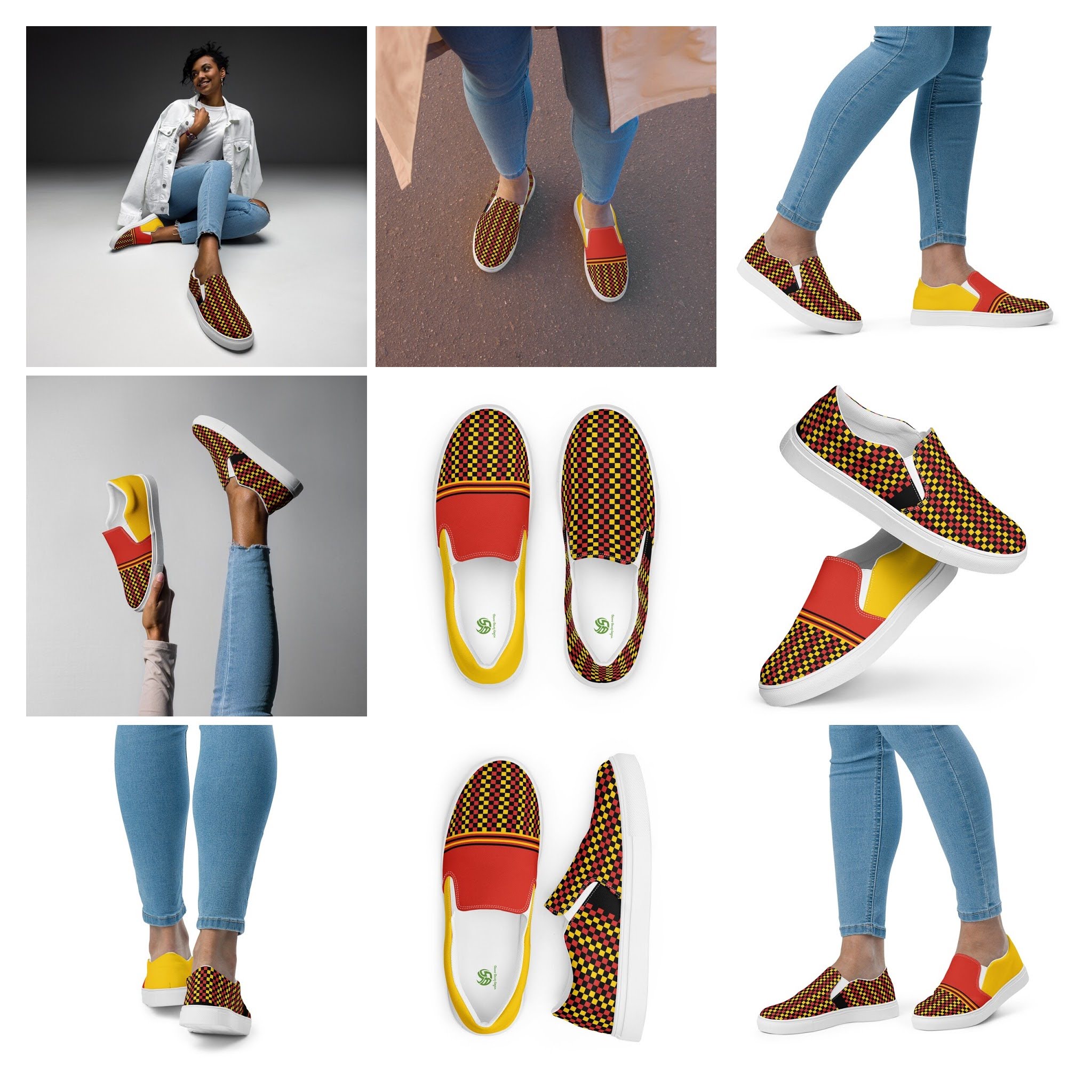 Collage Women Slip on Canvas Shoes - Each shoe just like volleyball players on the court bring their own unique talents and qualities to the court and can be changed and subbed in or out on any given day.