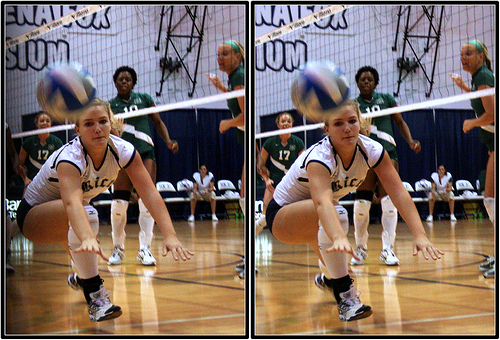 The four digging volleyball terms explained for liberos and defensive players are "up" "tagged" "touch" and "lip" which describes what happens in the backrow. (photo Michael Johnston)