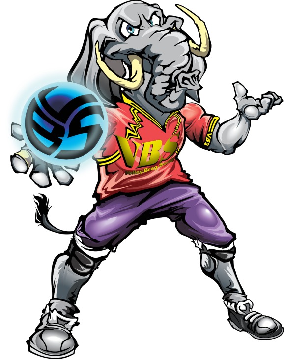 This elephant print t shirt design features EJ the backrow hitting elephant an important member of the Volleybragswag All Beast volleyball playing team.