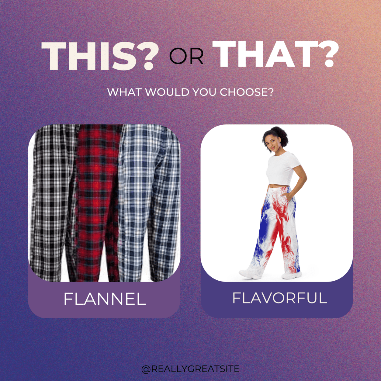 Would you rather wear the same red or blue flannel volleyball pants you've had for the past 2-3 years or is it time to change up and start wearing fresh, fearlessly flamboyant wide legged volleyball workout pants by Volleybragswag in 2023?
