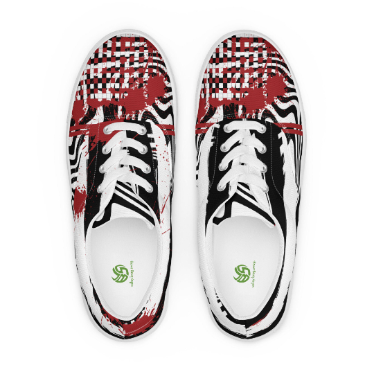 I have a pair of black, red and white canvas lace up shoes in the ACVK 2023 line collection called "Is that blood on your shoes?" nicknamed "Blood Black and White."