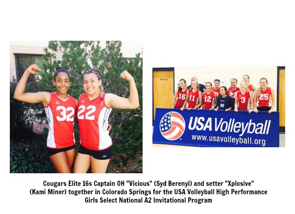 Kami Miner and Sydney Berenyi, Boot Camp class and breakfast Club regulars, private volleyball training clients, varsity high school team players as freshmen (Kami in California at Redondo Union) in Colorado Springs for USA Volleyball High Performance
