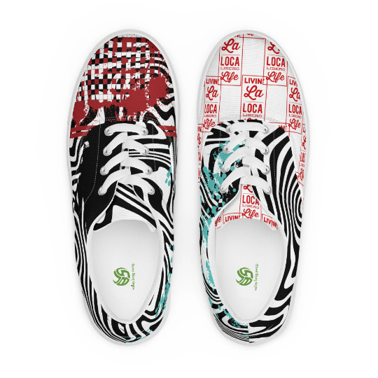 Introducing the "Livin La Loca Libero Life" Canvas Black and White Shoes in the 2024 ACVK shoe line.