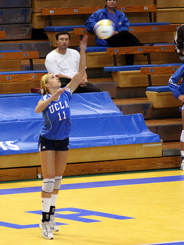 A Tough Volleyball Server Watches The Ball When Contacting It which helps you improve your contact on the ball and adds consistency to your volleyball serves.