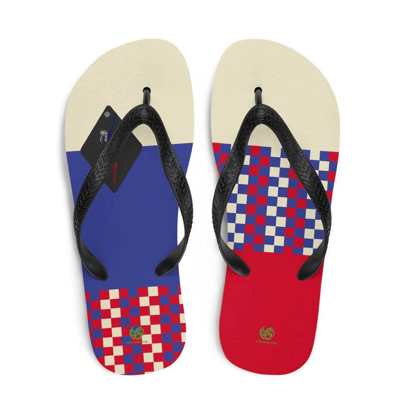 Flip Flop Shop Designs: The Flag of Russia is the inspiration for these cute and comfy beach flip flop sandal designs. Shop these slippers in the Volleybragswag ETSY shop.