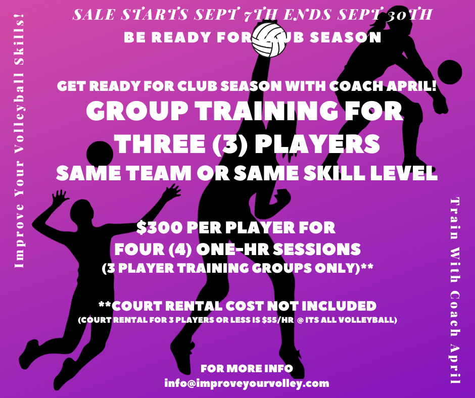 September Semiprivate Sessions Sale- Get ready for club season with Coach April