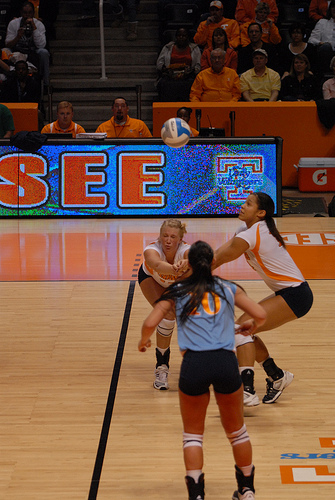 The volleyball bump also known as passing in volleyball is usually the first contact a player makes when their team is on offense and the ball has just come into their court.