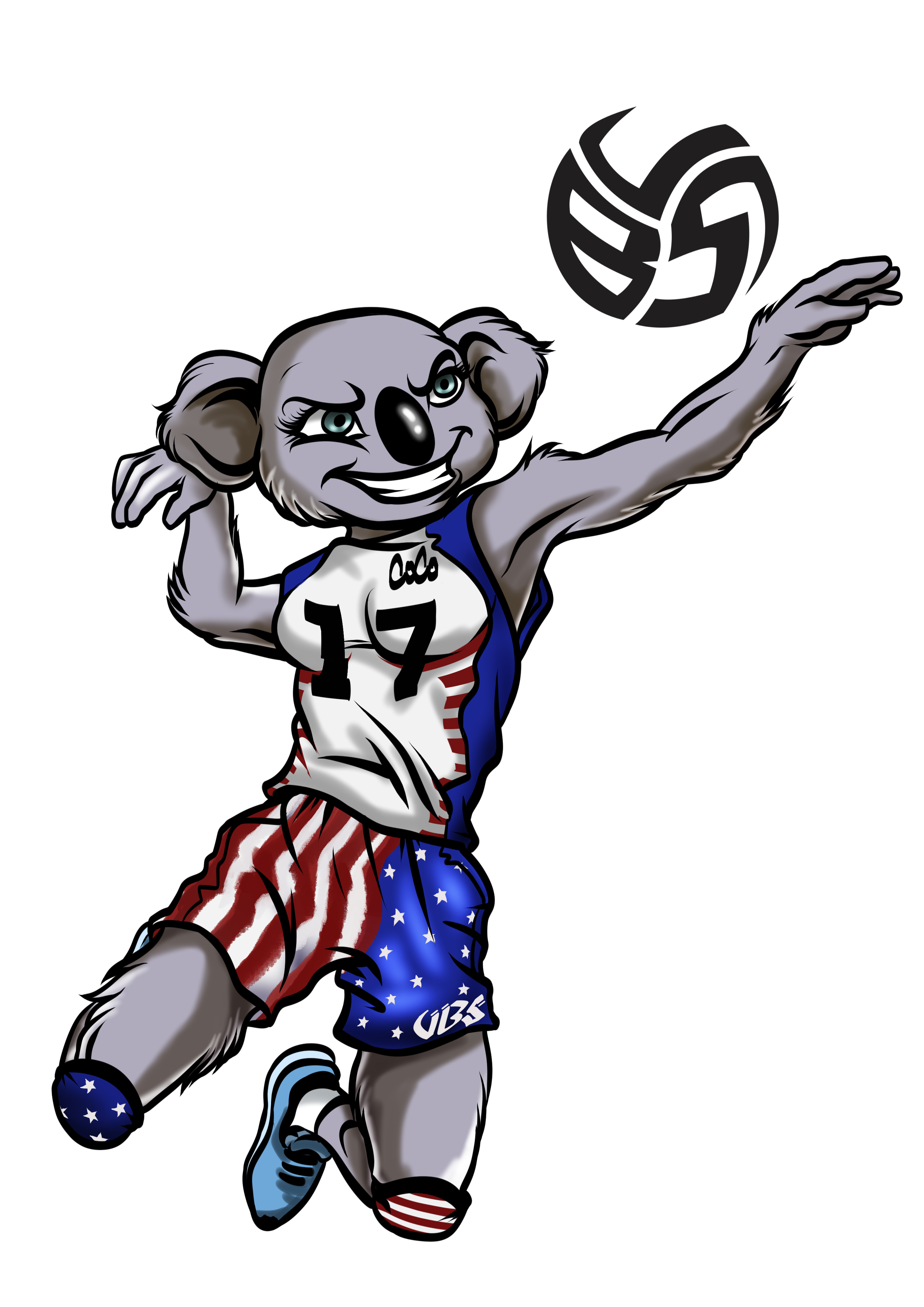 Meet Coco the Koala a female right side hitter on the Volleybragswag All Beast Third Team wearing the USA Flag inspired uniform.
