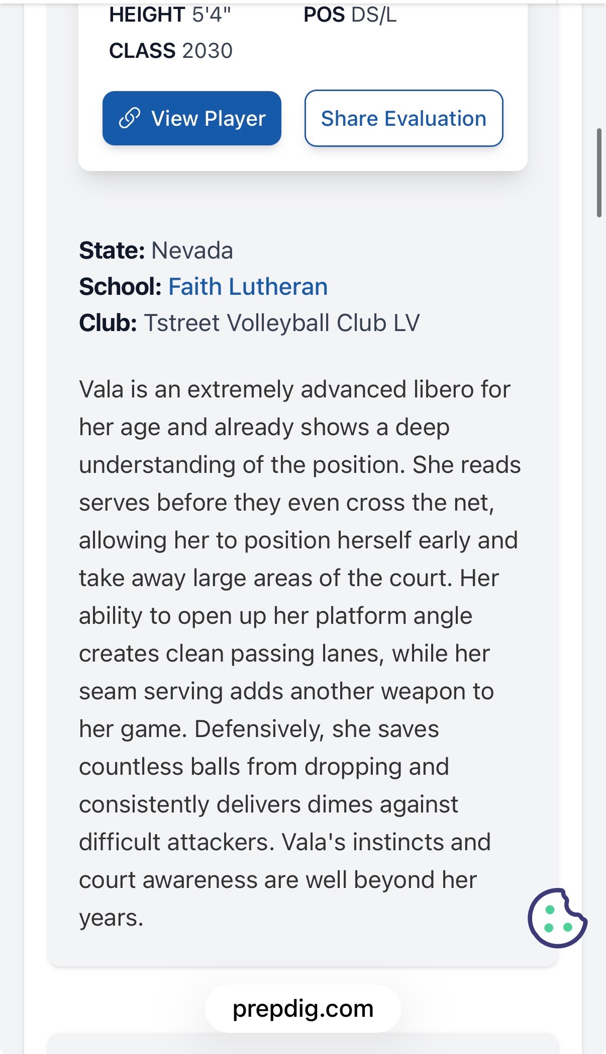 Vala Arefi-Prep Dig Nevada writeup: Private training client #37 Vala Arefi -incoming Freshman libero Prep Dig Nevada just named in June 2026 as one of the top two freshman liberos to watch.