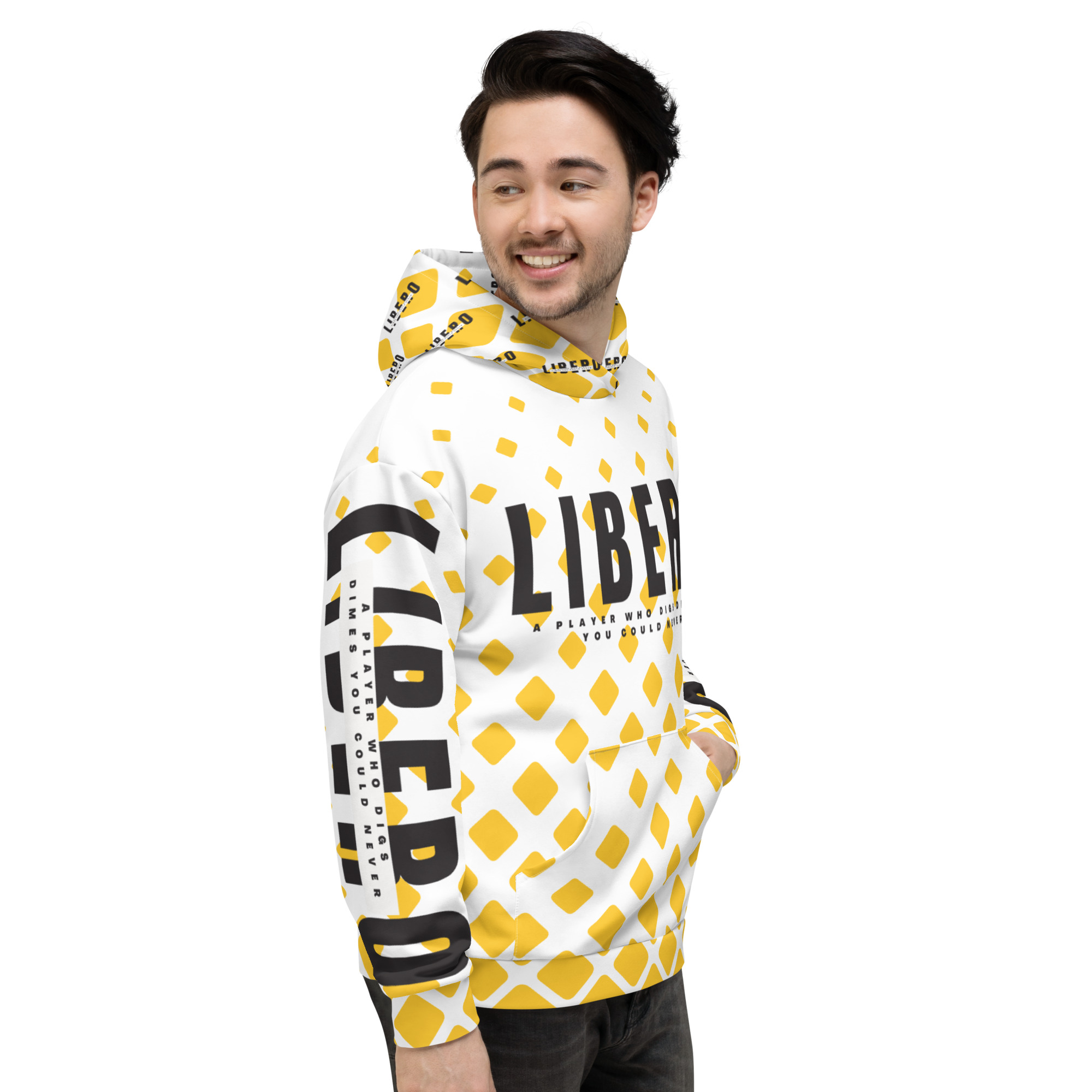 yellow diamond black libero hoodie