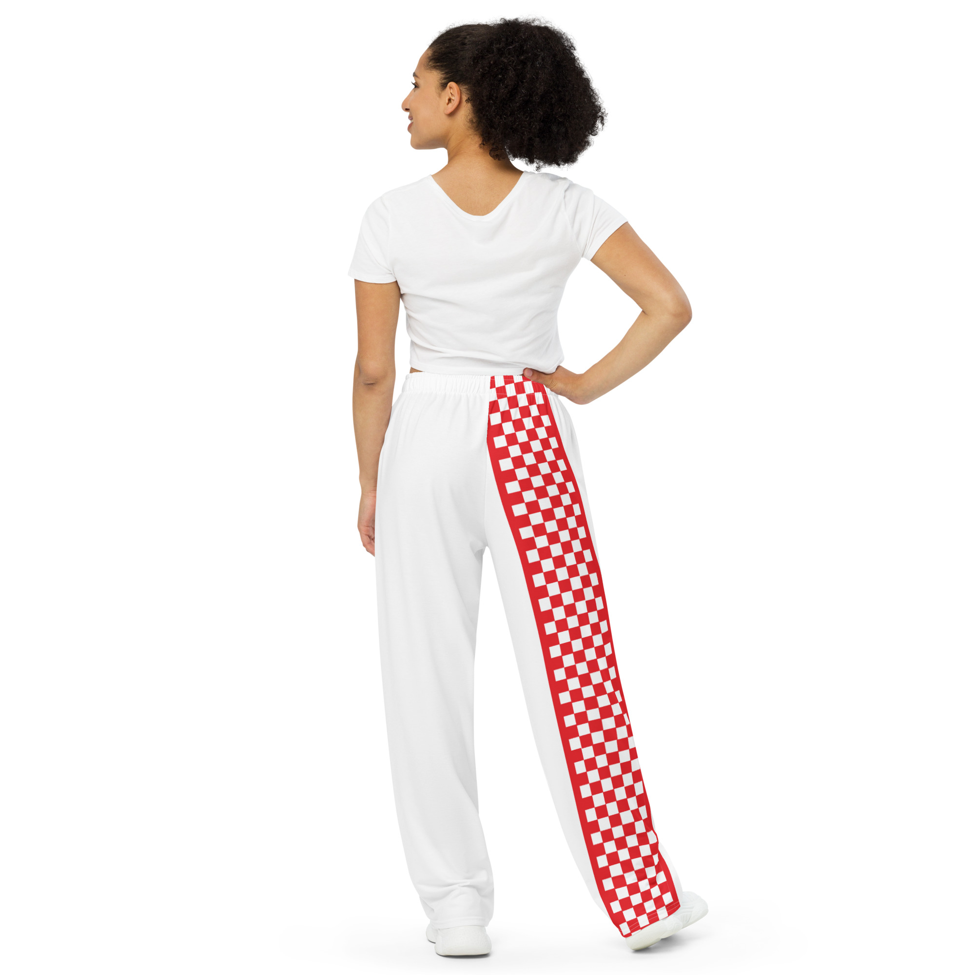 Shop my line of red and white checkered stripe LIBERO Volleyball Wide Leg Pajama Pants with deep pockets and drawstring by Volleybragswag on ETSY.