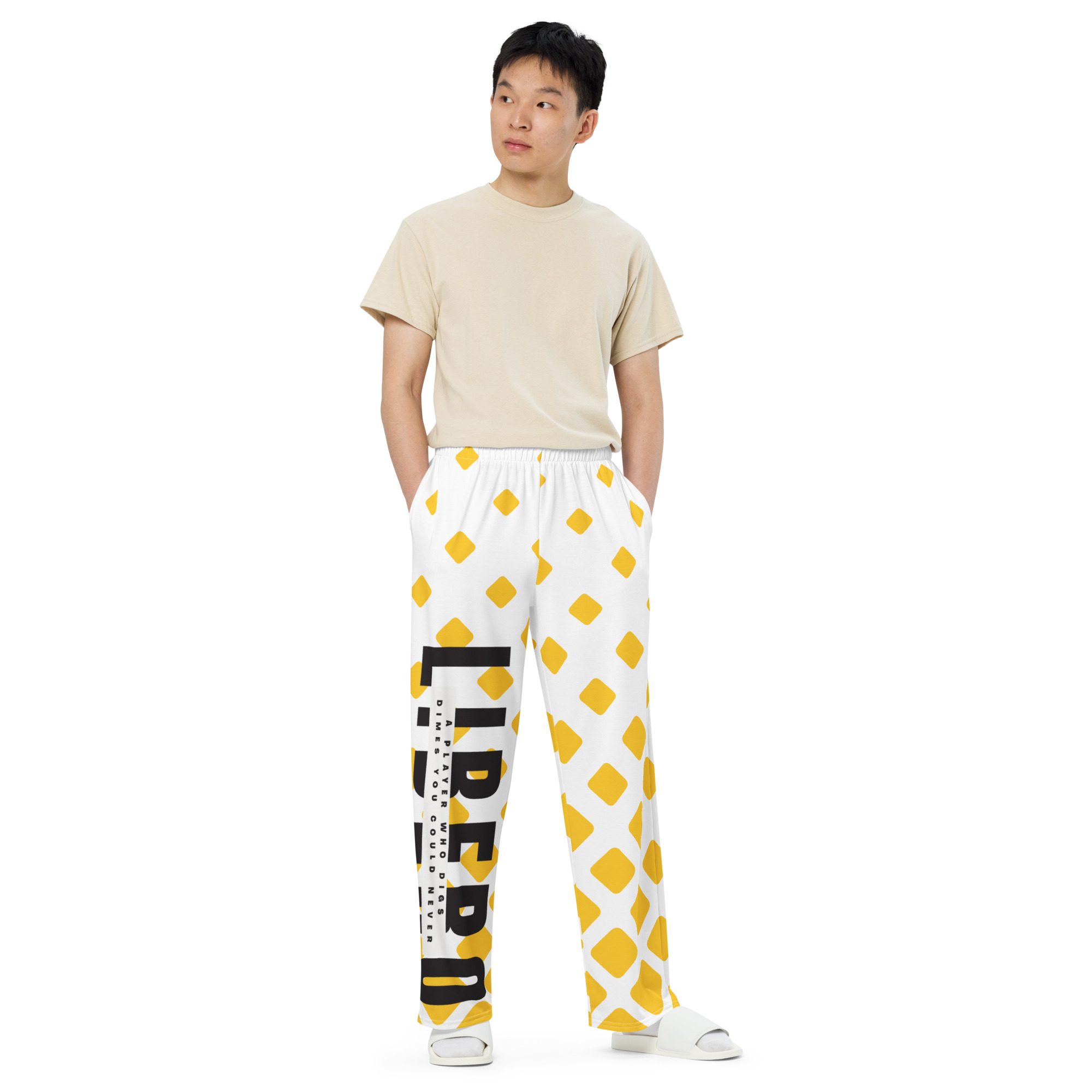 Hi my name is Coach April and I create inspiring volleyball designs on cute motivational volleyball clothes that empower volleyball players like these yellow pajama pj pants that hype up liberos.