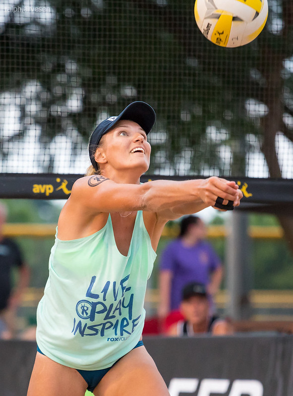 Beach players use their bump set volleyball skills more than hand setting so they can have more control of the ball when playing outside in windy conditions. 