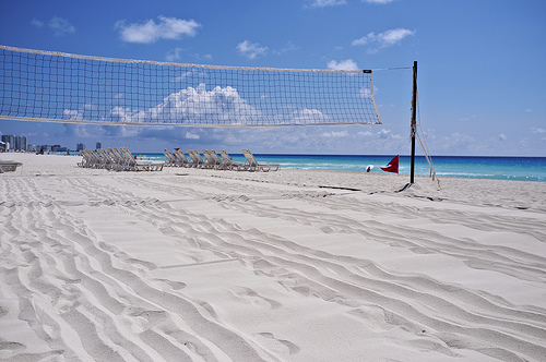 Picture of volleyball: Beach volleyball court on the sandy beach court photos by Leonard Lin