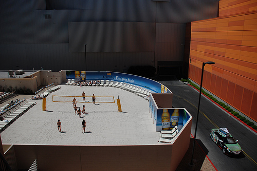 Volleyball Images: Beach Volleyball court overlooking the Las Vegas Strip (Peter Dutton)