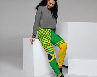 These Volleybragswag green and yellow joggers pants womens sweatpants options for players inspired by the Brazilian Flag