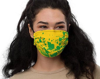 These Volleybragswag yellow and green masks inspired by the Brazilian Flag make great gift ideas for volleyball players