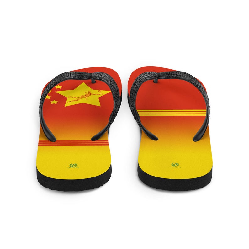 These Volleybragswag red and yellow flip flops make great gift ideas for players inspired by the Peoples Republic of China Flag