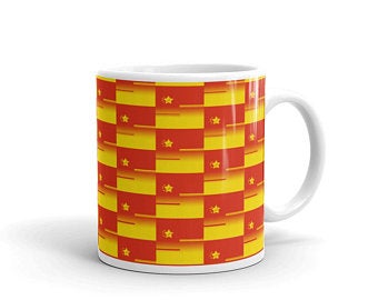 These Volleybragswag red and yellow mugs make great gift ideas for players inspired by the Peoples Republic of China Flag