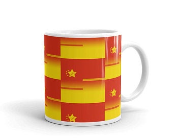 These Volleybragswag red and yellow mugs make great gift ideas for players inspired by the Peoples Republic of China Flag