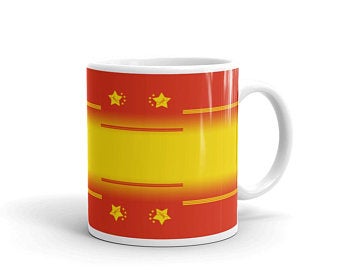 These Volleybragswag red and yellow mugs make great gift ideas for players inspired by the Peoples Republic of China Flag