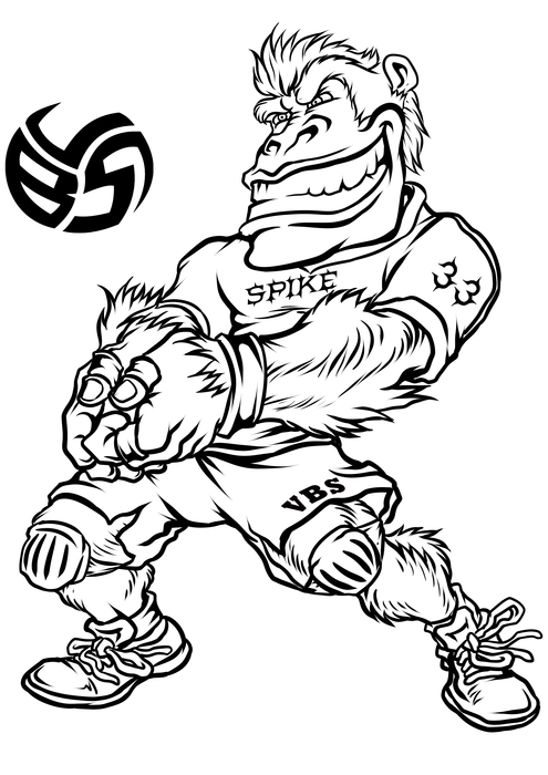 Gorilla Coloring Pages With Volleybragswag Middle Spike The Gorilla