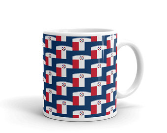 Country Flag Inspired
Volleyball Mugs Make Great Gift Ideas (Volleyall Mug Designs inspired by the Dominican Republic flag)