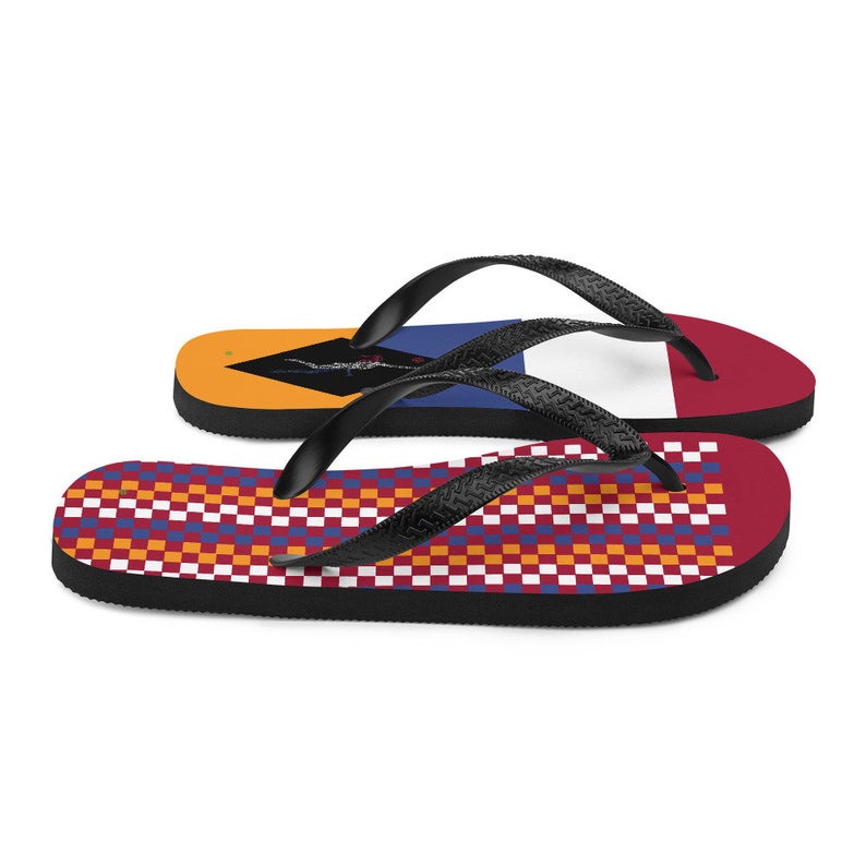 Dutch Flag Inspired Red and Blue Flip Flops by Volleybragswag available now in my ETSY shop!