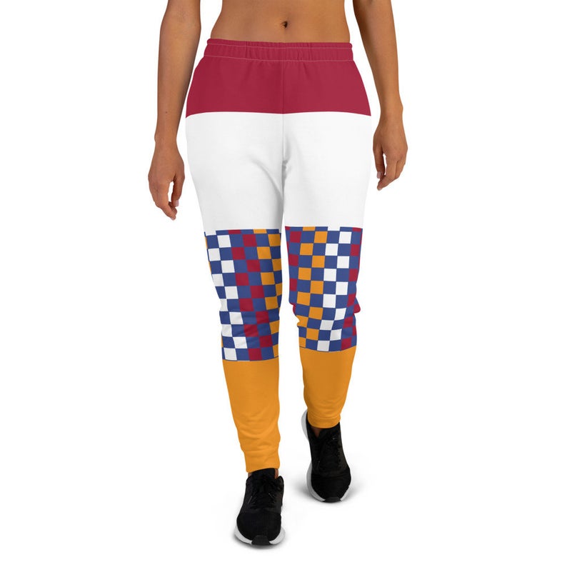 You can create cute outfits with sweatpants inspired by the Tokyo Olympics World flags...Click to shop these fun Dutch flag inspired joggers on the Volleybragswag Etsy shop now!