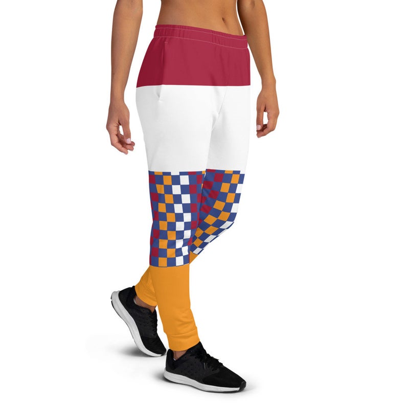 You can create cute outfits with sweatpants inspired by the Tokyo Olympics World flags...Click to shop these fun Dutch flag inspired joggers on the Volleybragswag Etsy shop now!