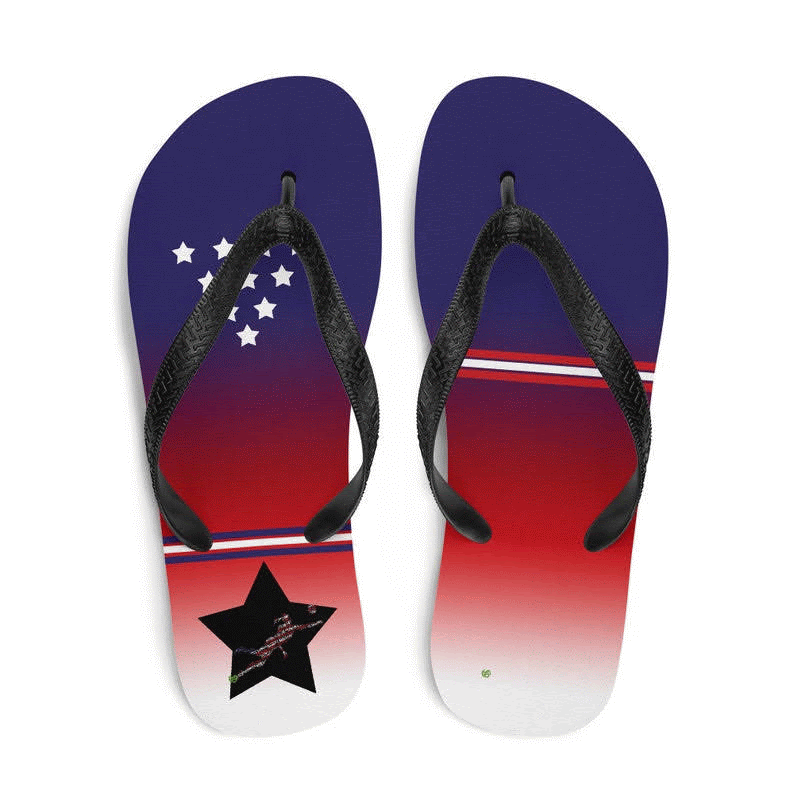 Flip Flop Shop Designs: The Flag of United States is the inspiration for these cute and comfy beach flip flop sandal designs. Shop these slippers in the Volleybragswag ETSY shop.