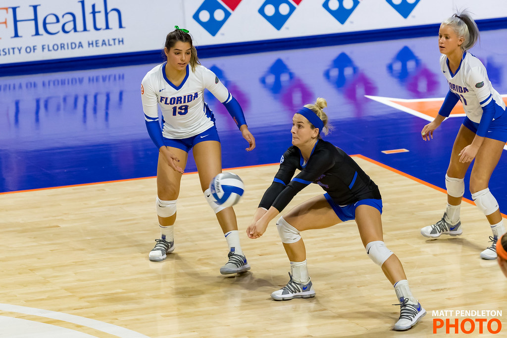 Court Volleyball Positions: 
The libero's volleyball jersey is always in contrasting colors to that of her teammates since she only plays in the back row. (Matt Pendleton)