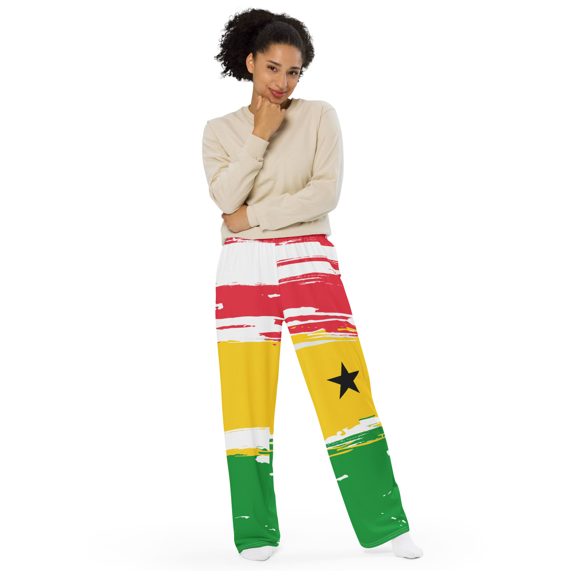 New 2023 arrivals! My colorful Ghana flag inspired unisex wide leg workout pants by Volleybragswag are the cutest workout clothes for volleyball players now sold on ETSY!