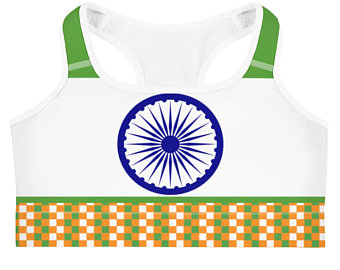 This gorgeous sports bra with colors inspired by the national flag of India is made from moisture-wicking material that stays dry during low and medium intensity workouts.