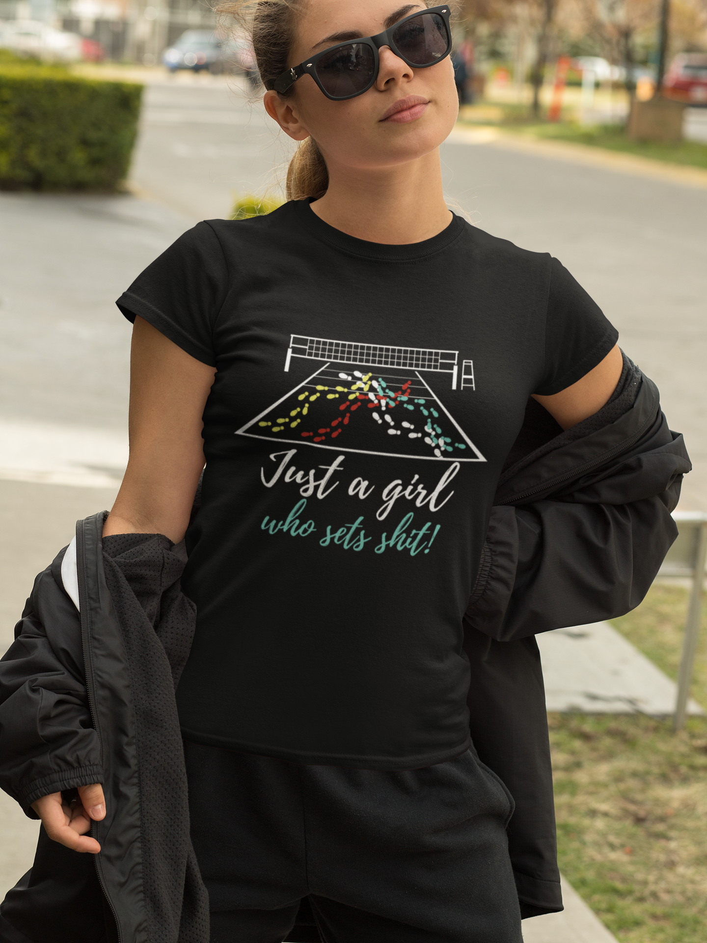 Just A Girl Who Sets Shit! Volleyball Setter Shirts, Hoodies and Sweatshirts That Make Great Gifts For Volleyball Players.