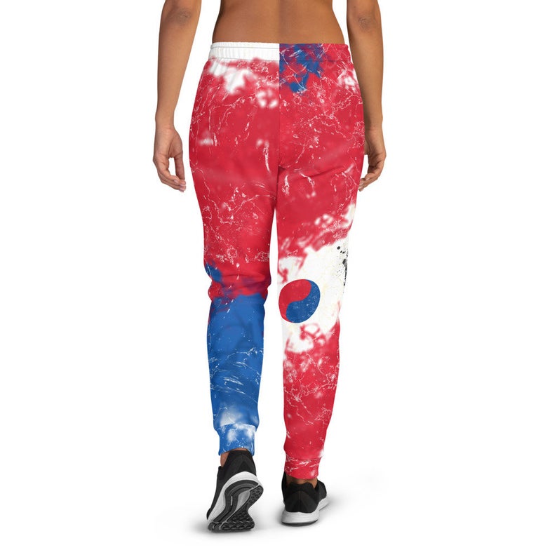 Volleybragswag Has Women's Sweatpants with Pockets That're Tie Dye Jogger Pants Inspired by the Korean Flag