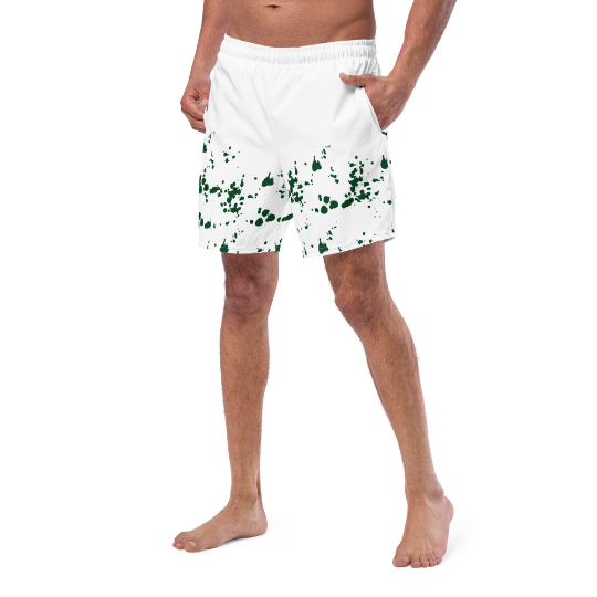 mens shorts white green splatter 1