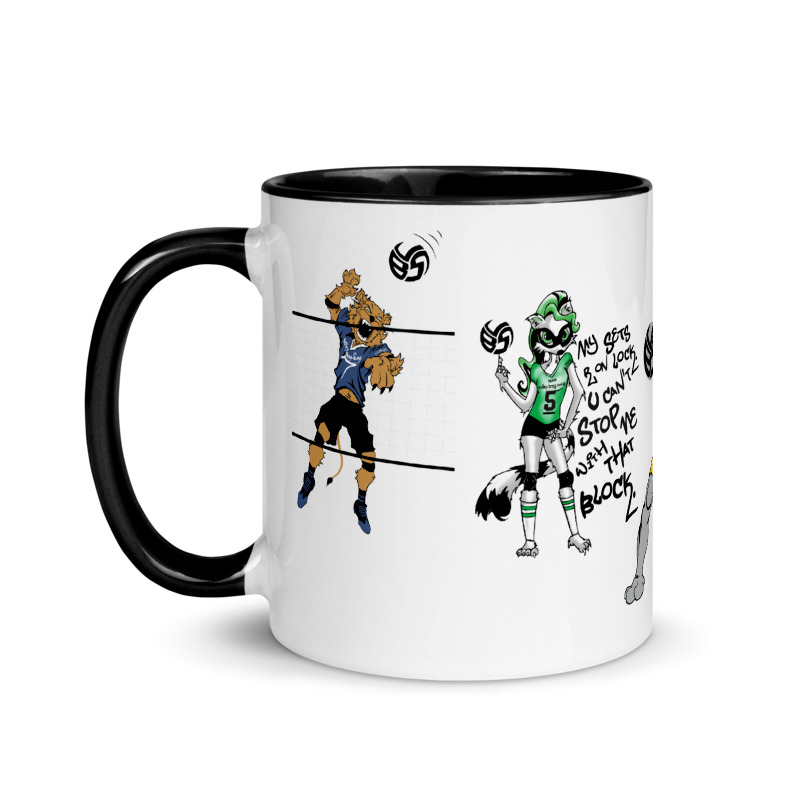 My Volleybragswag volleyabll mug collection includes mugs for hitters, liberos, blockers and coaches as well as the VBS Beast Collection featuring animal players.