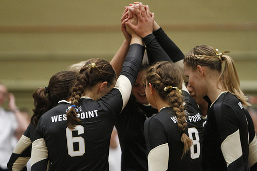 Volleyball team communication is important because it eliminates court confusion. (West Point Volleyball Team)