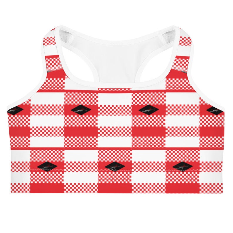 This gorgeous sports bra with colors inspired by the national flag of Poland is made from moisture-wicking material that stays dry during low and medium intensity workouts.