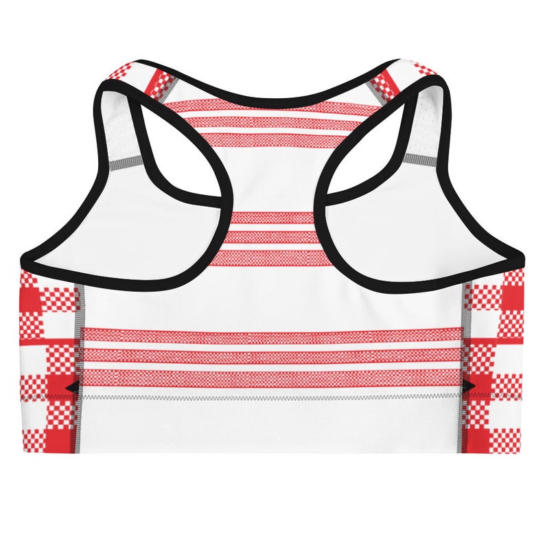 This gorgeous sports bra with colors inspired by the national flag of Poland is made from moisture-wicking material that stays dry during low and medium intensity workouts.