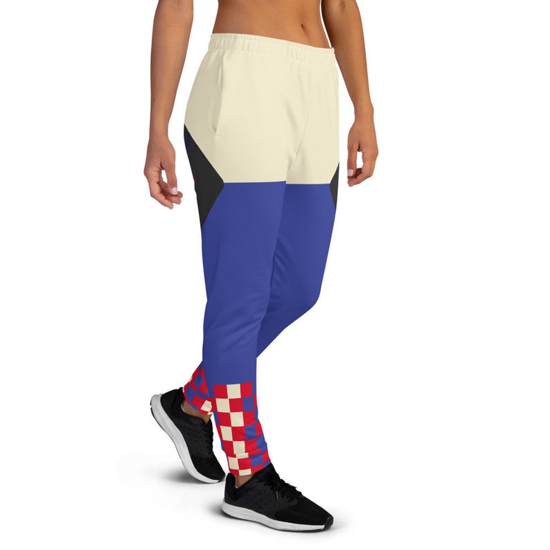 The Best Jogger Pants For Travel Are The Most Comfortable Sweatpants with Pockets with designs inspired by the Tokyo Olympics World flags..(Russia flag inspired joggers)..Click to shop on Etsy.